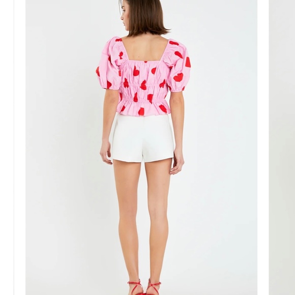 English Factory Heart Shape Shirring Top New - Picture 2 of 4